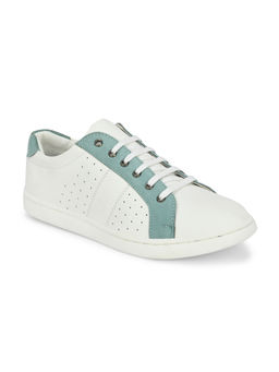 CLOG LONDON - Mens White & Blue Casual Lace-Ups Mens Sneakers