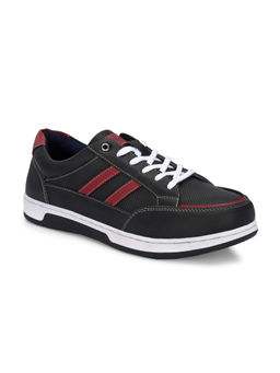 CLOG LONDON - Mens Black & Red Casual Lace-Ups Mens Sneakers