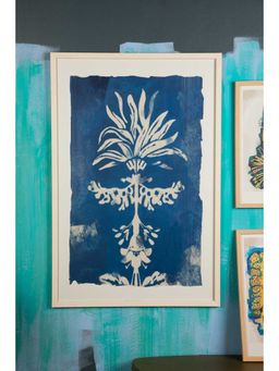 Freedom Tree - Montane Shrub Cyano Blue Matt Finish Paper Wall Art with Frame