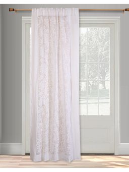 Fabindia - White Asta Embroidered Cotton Curtain
