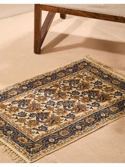 Fabindia - Blue Coramandel Kalamkari Cotton Viscose Printed Dhurrie