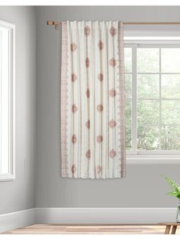 Fabindia - Beige Gulab Hand Block Cotton Printed Curtain