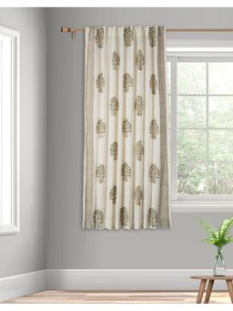 Fabindia - Green Jarul Hand Block Cotton Printed 5 Feet Curtain | 1Pc