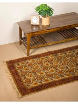 Fabindia - Yellow Kalamkari Cotton Printed Dhurrie (3x5 feet)