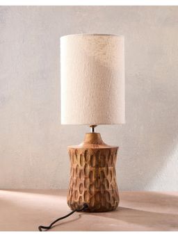 Fabindia - Brown Sehar Wooden Hand Carved Table Lamp