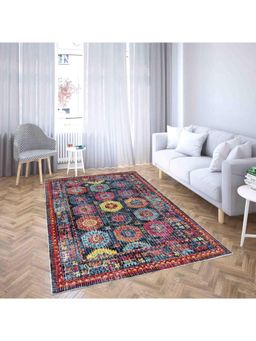 Neu Looms - Blue Ethnic Handmade Viscose Wool Rug