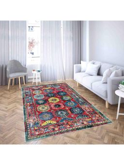 Neu Looms - Red Ethnic Handmade Viscose Wool Rug
