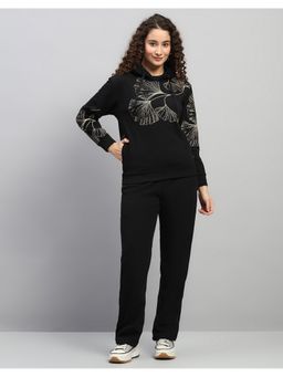 Monte Carlo - Womens Black Regular Fit Printed Hooded Winter Tracksuit