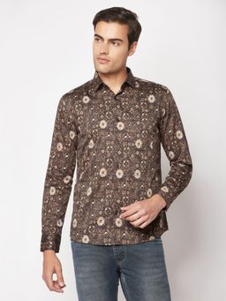 CRIMSOUNE CLUB - Men Brown Motif Print Shirt