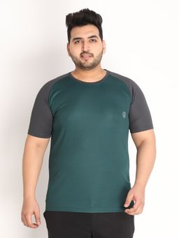 CHKOKKO - Men Plus Size Solid Regular Fit Sports T-shirt In Teal