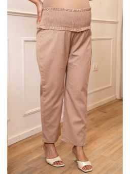 Ikk Kudi By Seerat - Nude Solid Cotton Regular Fit Maternity Pant