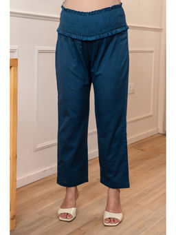 Ikk Kudi By Seerat - Teal Solid Cotton Regular Fit Maternity Pant