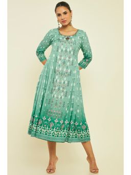 Soch - Women Teal Modal Floral Dress