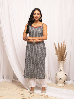 FIORRA - Women Cotton Grey Printed Kurta