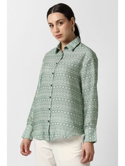 Van Heusen - Women Green Print Long Sleeves Formal Shirt