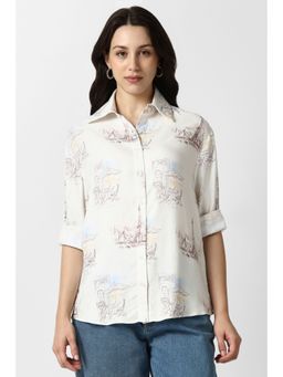 Van Heusen - Women White Print Long Sleeves Casual Shirt