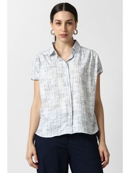 Van Heusen - Women White Print Short Sleeves Formal Shirt