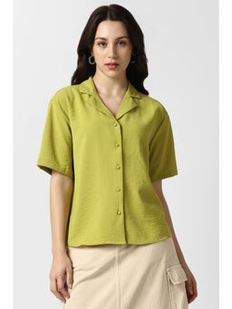 Van Heusen - Women Green Solid Short Sleeves Casual Shirt
