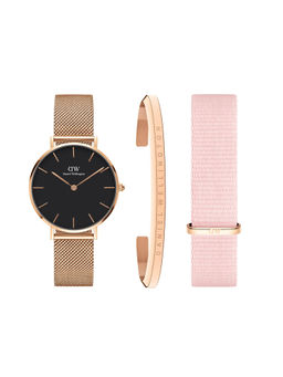 Daniel Wellington - Melrose 32mm Black Dial Watch Women Gift Set (Set of 3)