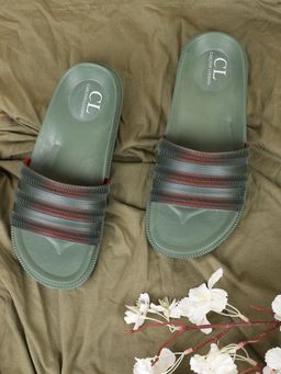 Carlton London - Striped Olive Green & Orange Sliders
