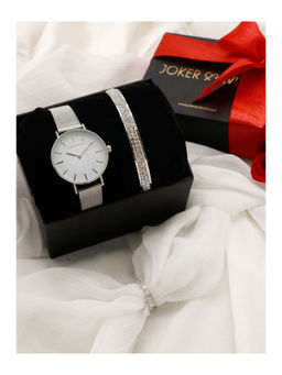 Joker and Witch - Joker & Witch Madly In Love White Triangle Watch & Bracelet With Ring For Women (Pack of 3) (JWLT4)