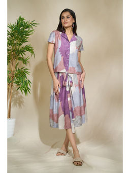 The Home Affair - Multi Colored Muslin Geometric Skirt Set