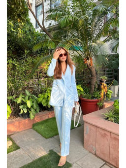 ETE - Mehak Bakshi in Cara Blue Solid Blazer and Pant Set
