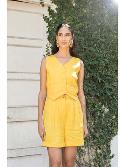 ETE - Camile Yellow Pure Cotton Solid Co-ord Set