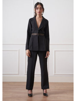 ETE - Leon Black Crepe Solid Co-ord Set