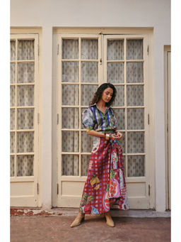 Zip by Payal & Zinal - Retro Rani Women Cotton Multi-Color Puff Sleeves Top With Skirt