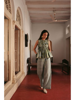Zip by Payal & Zinal - Women Cotton Green Sleeveless Top With pant