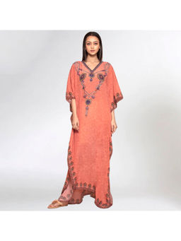 First Resort by Ramola Bachchan - Orange Pearl Full Length Kaftan