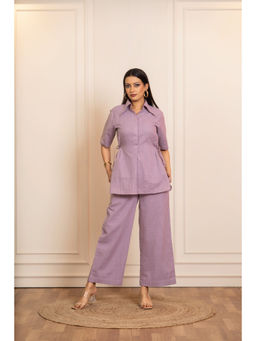 POMCHA - Sukoon Lilac Cotton Slub Co_Ord Sets