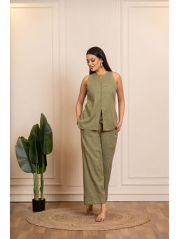 POMCHA - Sukoon Leaf Green Cotton Slub Co-Ord Sets
