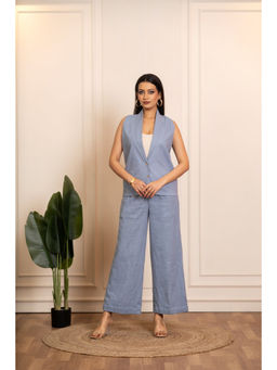 POMCHA - Sukoon Baby Blue Cotton Slub Co-Ord Sets