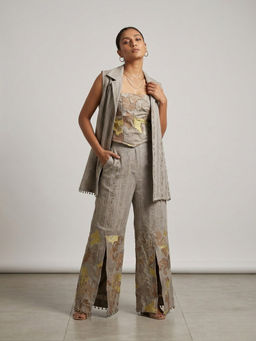 "Two Sisters" by Gyans - Tribal Embroidered Crop Top and Pant with Jacket