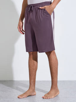 Styli - Men Purple Colorblocked Relaxed Fit T-Shirt & Shorts