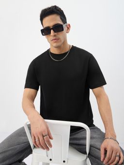 The Souled Store - Solids Black Men Relaxed Fit T-shirt
