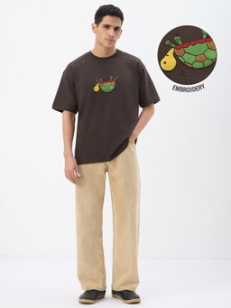 The Souled Store - Pets On Prints Turtle Men Oversized T-shirt