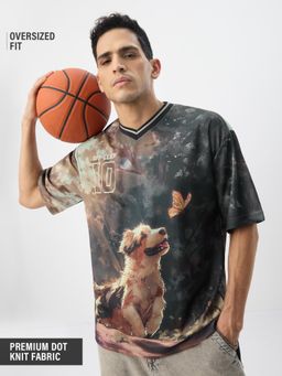 The Souled Store - Pets On Prints Dog's Life Men Oversized Jersey