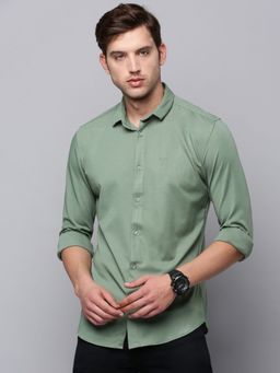 SHOWOFFFF - Mens Spread Collar Green Solid Shirt