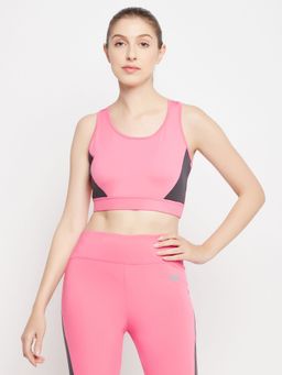 Clovia - Medium Impact Padded Active Racerback Sports Bra In Rose Pink