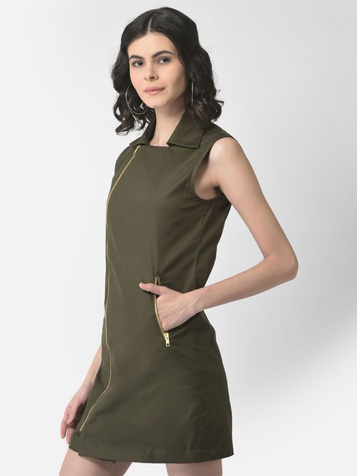 green emerald velvet dress Vibrant Green Button Down Belted Safari Utility Mini Dress main image 1