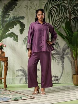 Bani Women - Plus Purple Embroidered Co-Ord (Set of 2)