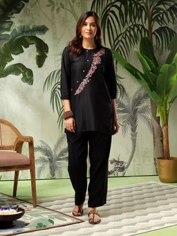 Bani Women - Black Embroidered Co-Ord (Set of 2)