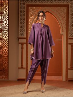 Bani Women - Purple Flared Sleeve Side Laces Co-Ord (Set of 2)