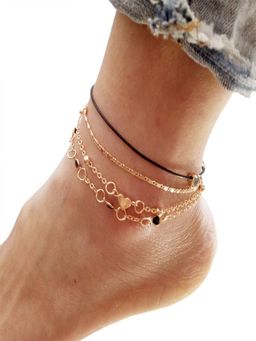 OOMPH - Gold Tone Delicate Anklets (Pack of 4)
