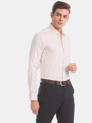Buy Arrow Off White Solid Formal Shirt 