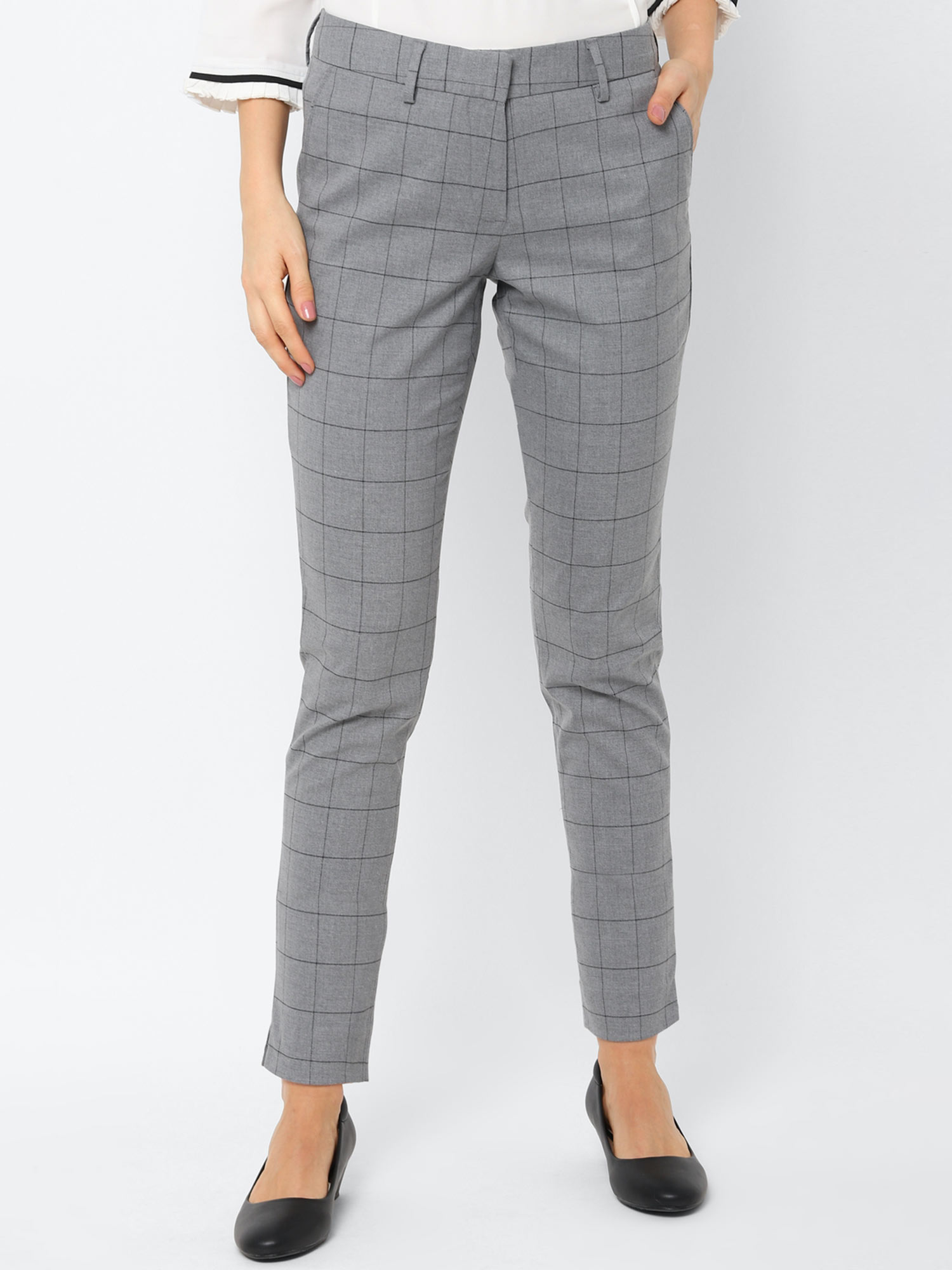 Buy Allen Solly Grey Trousers Online 