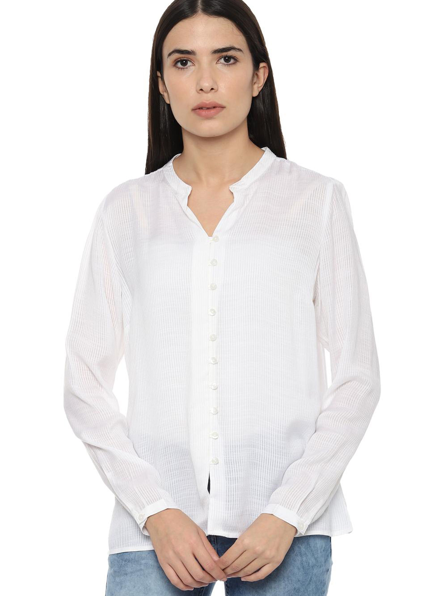 Buy Allen Solly White Stripes Shirt 